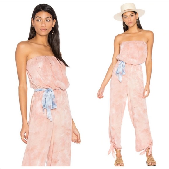 Free People Pants - Free People Marble Abstract Cloud Camo Tie Dye Strapless Jumpsuit